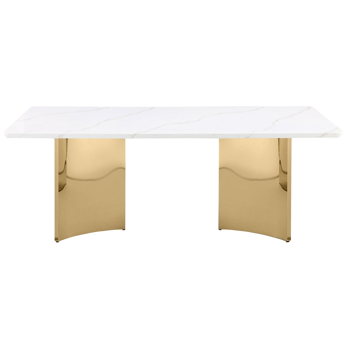 Madison Rectangular Stone Top Stainless Steel Dining Table White from Coaster - Luna Furniture