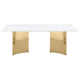 Madison Rectangular Stone Top Stainless Steel Dining Table White from Coaster - Luna Furniture