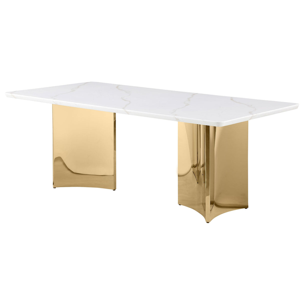 Madison Rectangular Stone Top Stainless Steel Dining Table White from Coaster - Luna Furniture