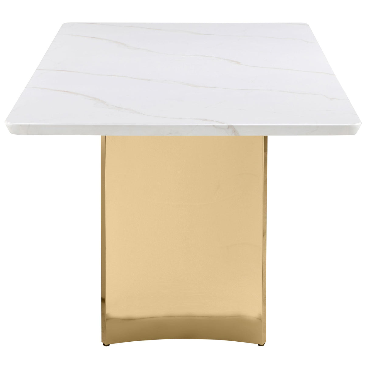 Madison Rectangular Stone Top Stainless Steel Dining Table White from Coaster - Luna Furniture