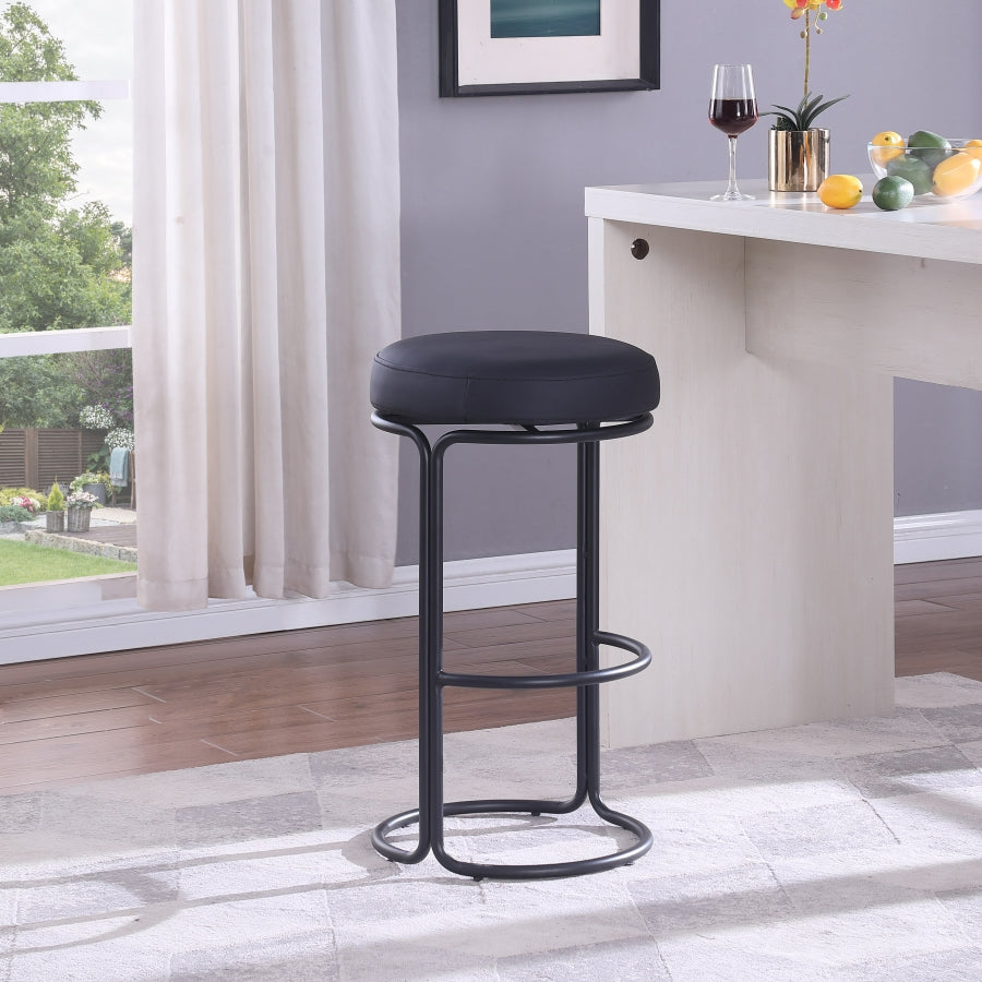 Madison Vegan Leather Barstool Black, Set of 2 from Meridian - Luna Furniture