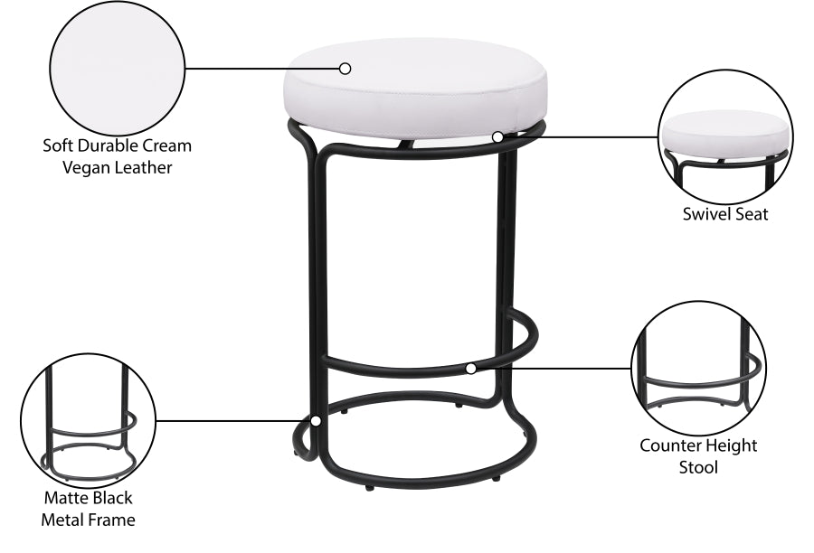 Madison Vegan Leather Counter Stool Cream, Set of 2 from Meridian - Luna Furniture