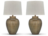 Madney 2-Piece Table Lamp Set in Antique Gold Finish from Ashley - Luna Furniture