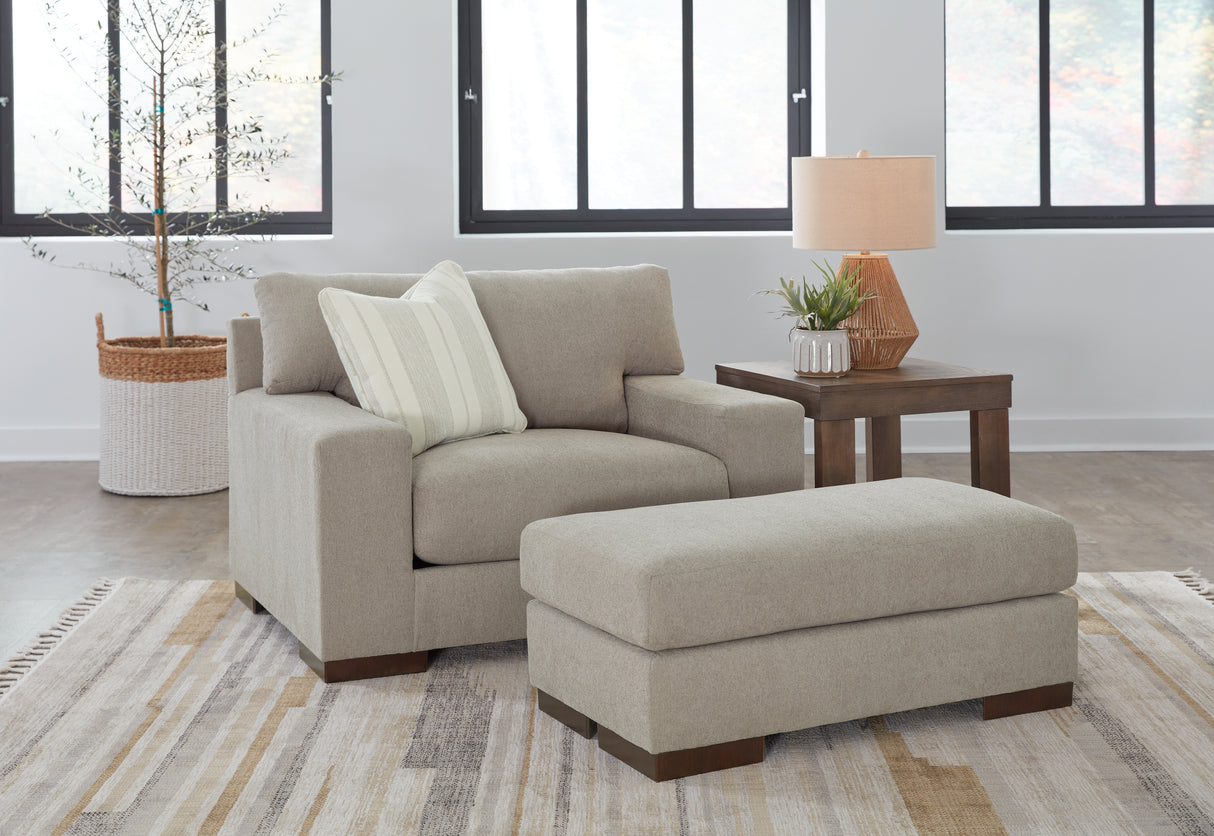 Maggie Chair and Ottoman in Flax from Ashley - Luna Furniture