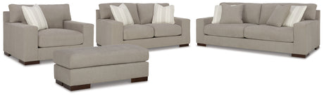 Maggie Sofa, Loveseat, Chair and Ottoman in Flax - PKG015068