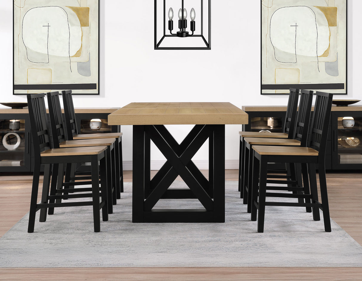 Magnolia 5-Piece 80-96-inch Black Counter Table Dining Set - SET | MM500PTT | MM500KPTB | MM500CC(4)