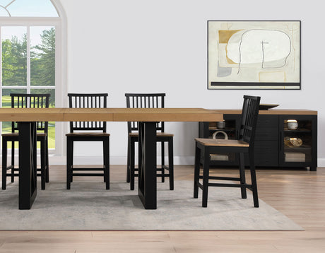 Magnolia 5-Piece 80-96-inch Black Counter Table Dining Set - SET | MM500PTT | MM500KPTB | MM500CC(4)