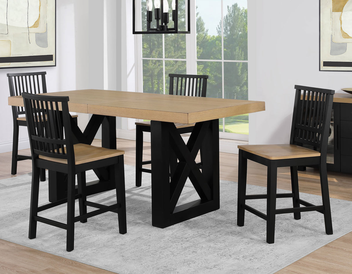 Magnolia 5-Piece 80-96-inch Black Counter Table Dining Set - SET | MM500PTT | MM500KPTB | MM500CC(4)