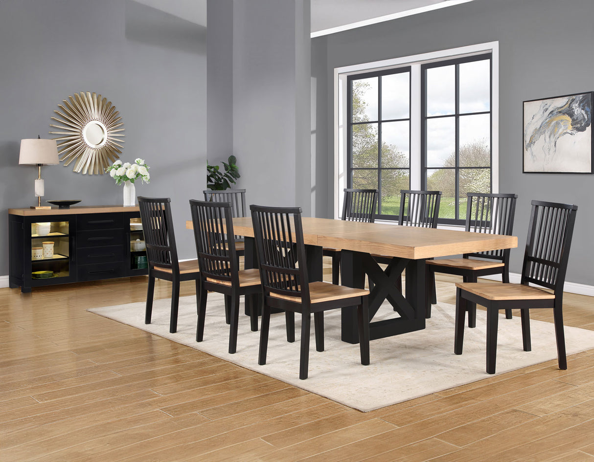 Magnolia 72-108-inch Table, Black Base - SET | MM500TT | MM500KTB