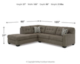 Mahoney 2-Piece Sectional with Ottoman in Chocolate - PKG015087