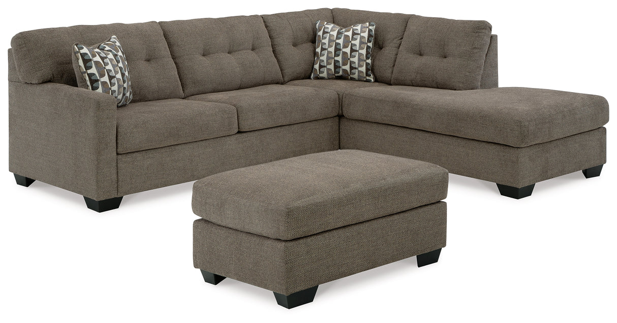 Mahoney 2-Piece Sectional with Ottoman in Chocolate - PKG015088