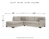 Mahoney 2-Piece Sectional with Ottoman in Pebble - PKG015085