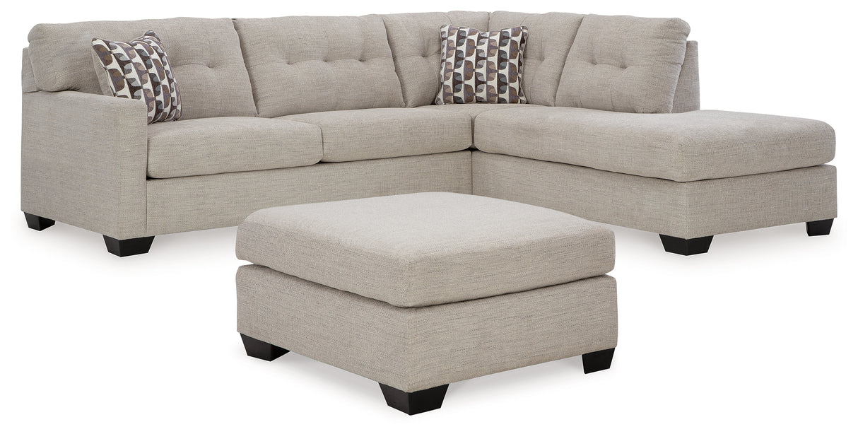 Mahoney 2-Piece Sectional with Ottoman in Pebble - PKG015086