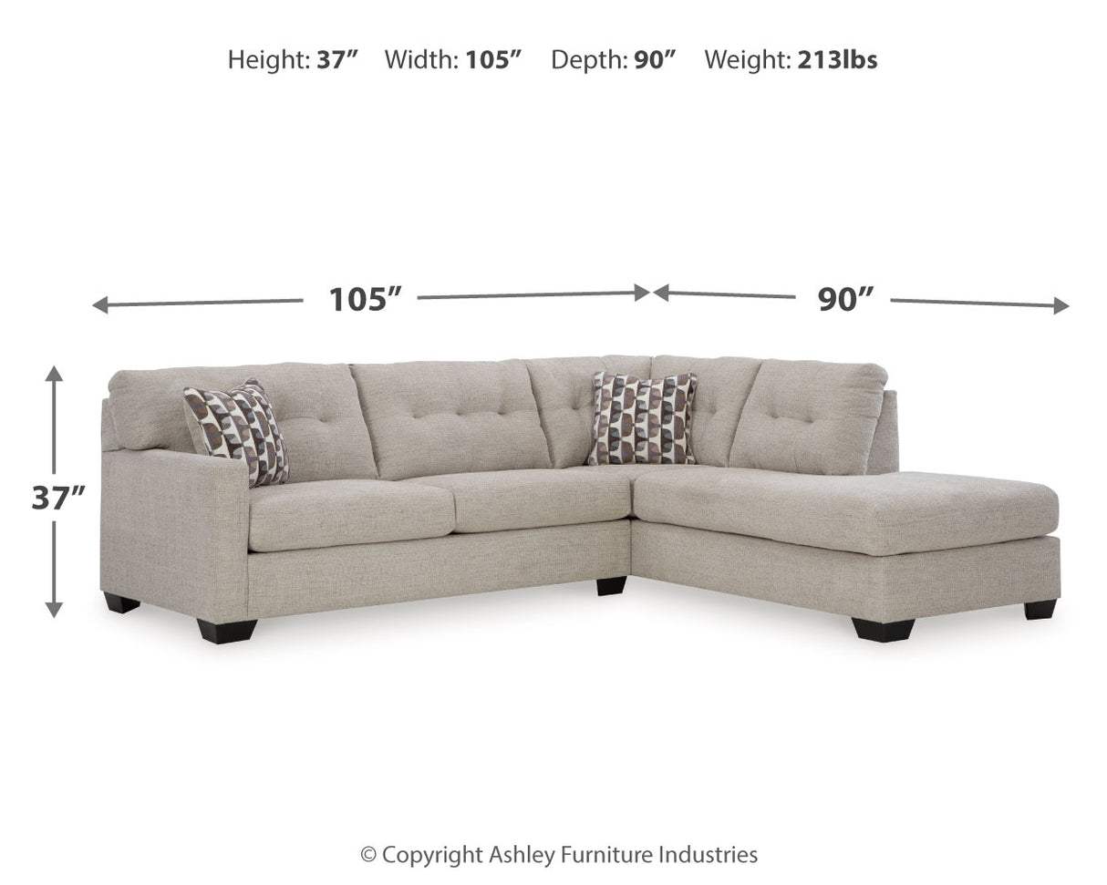 Mahoney 2-Piece Sectional with Ottoman in Pebble - PKG015086