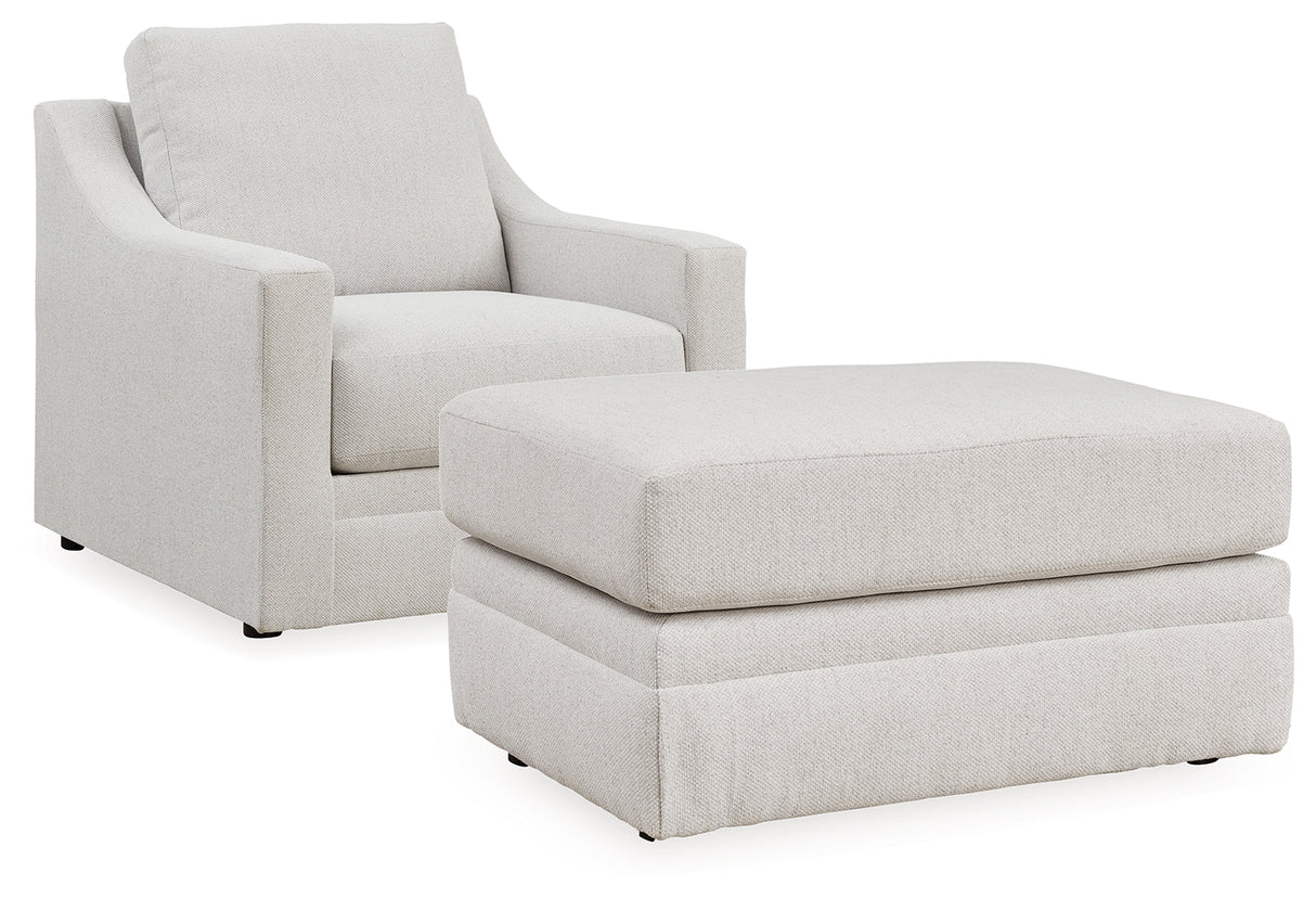 Maitelynn Chair and Ottoman in Chalk - PKG015431