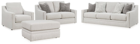 Maitelynn Sofa, Loveseat, Chair and Ottoman in Chalk - PKG015433