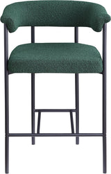 Malin Boucle Fabric Counter Stool Green, Set of 2 from Meridian - Luna Furniture