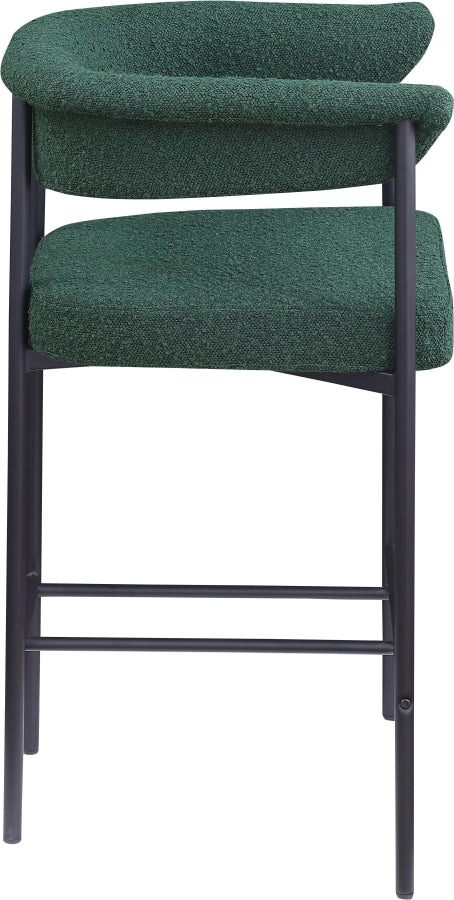 Malin Boucle Fabric Counter Stool Green, Set of 2 from Meridian - Luna Furniture