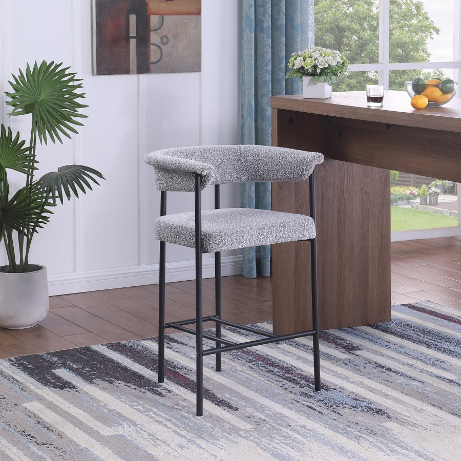 Malin Boucle Fabric Counter Stool Grey, Set of 2 from Meridian - Luna Furniture