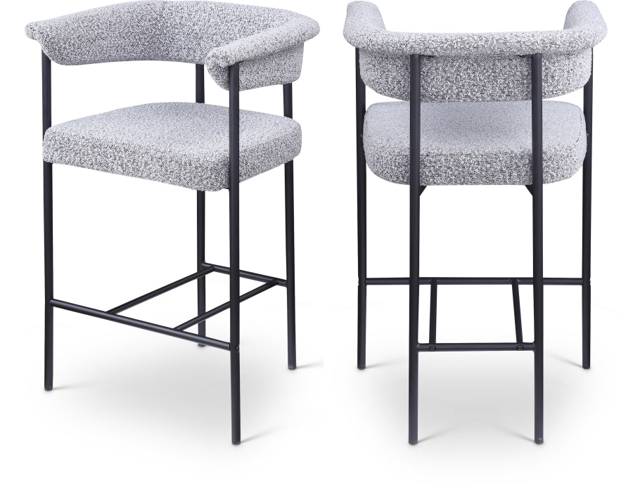 Malin Boucle Fabric Counter Stool Grey, Set of 2 from Meridian - Luna Furniture