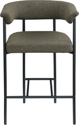 Malin Boucle Fabric Counter Stool Olive, Set of 2 from Meridian - Luna Furniture