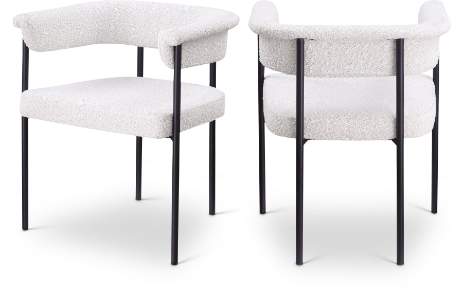 Malin Boucle Fabric Dining Chair Cream, Set of 2 from Meridian - Luna Furniture