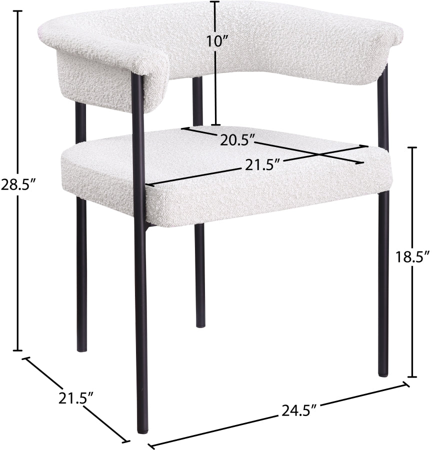 Malin Boucle Fabric Dining Chair Cream, Set of 2 from Meridian - Luna Furniture