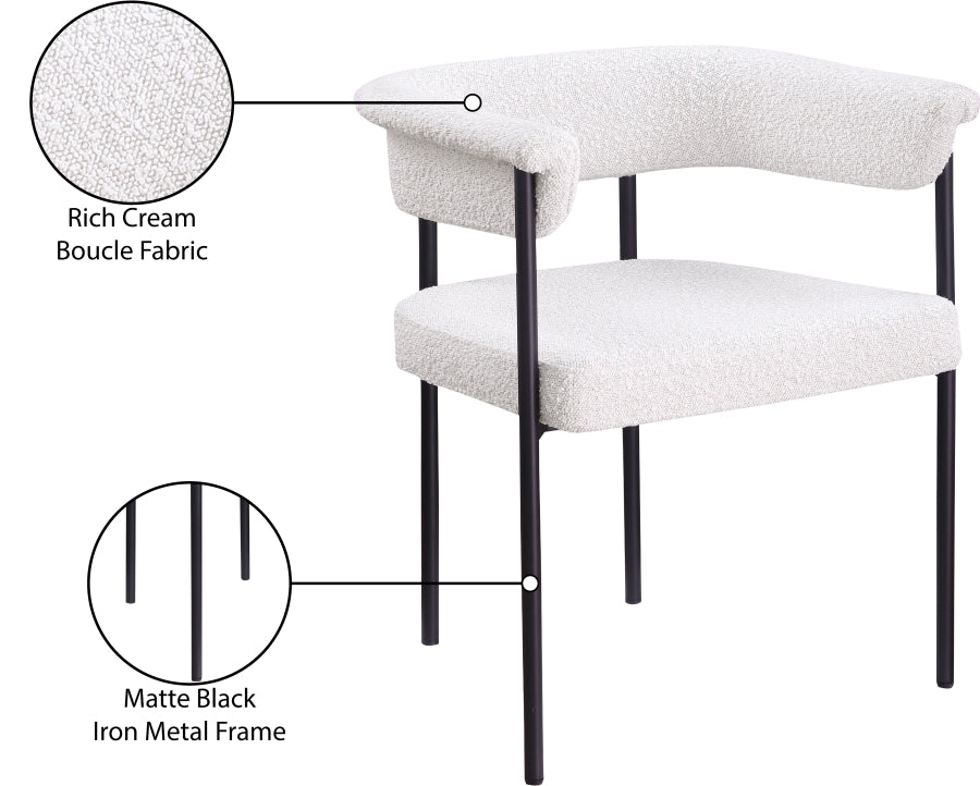 Malin Boucle Fabric Dining Chair Cream, Set of 2 from Meridian - Luna Furniture