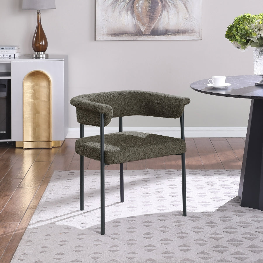 Malin Boucle Fabric Dining Chair Olive, Set of 2 from Meridian - Luna Furniture