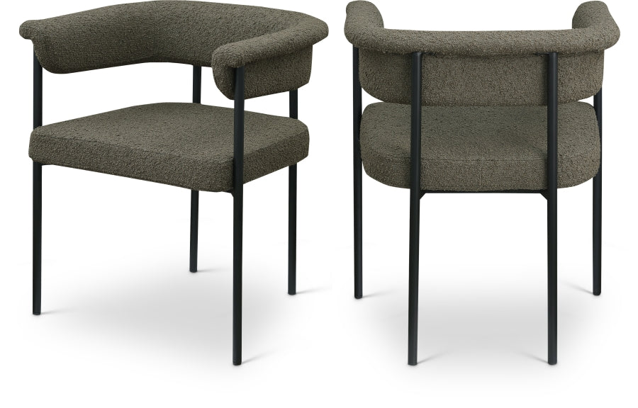 Malin Boucle Fabric Dining Chair Olive, Set of 2 from Meridian - Luna Furniture