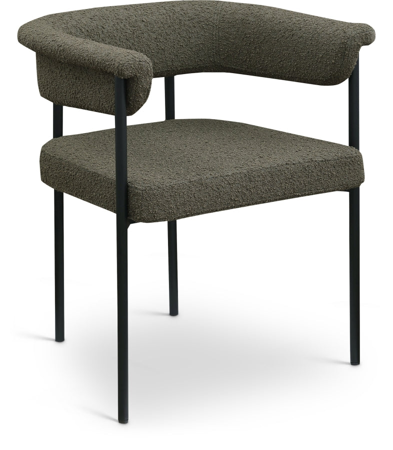 Malin Boucle Fabric Dining Chair Olive, Set of 2 from Meridian - Luna Furniture