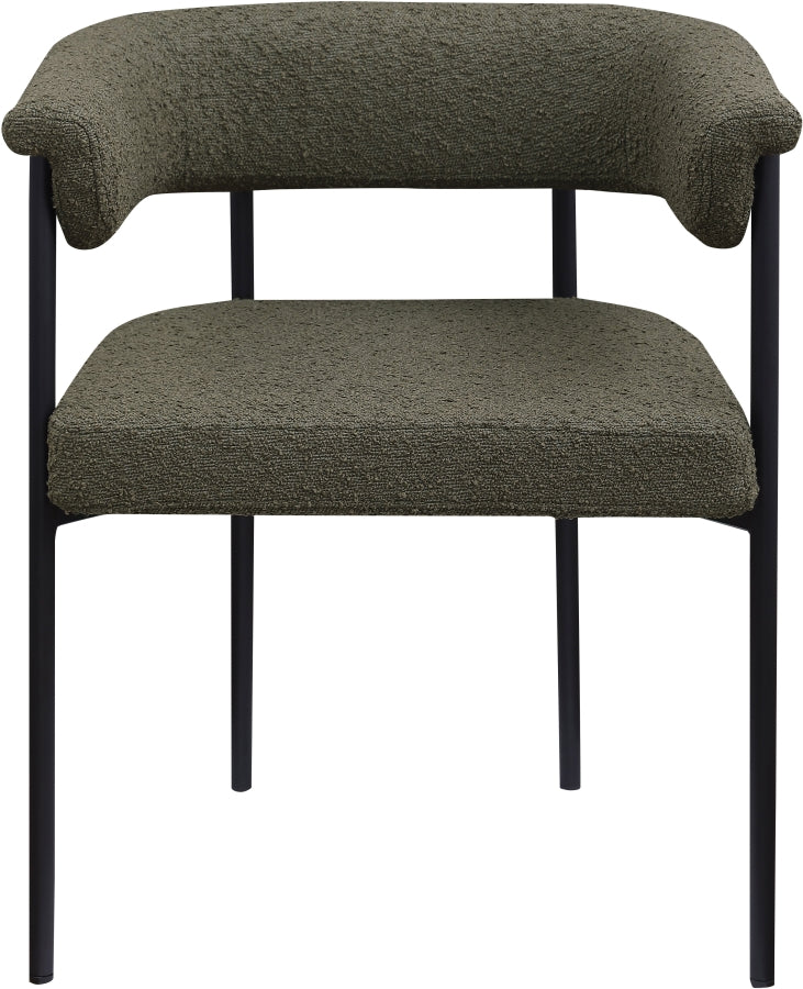 Malin Boucle Fabric Dining Chair Olive, Set of 2 from Meridian - Luna Furniture