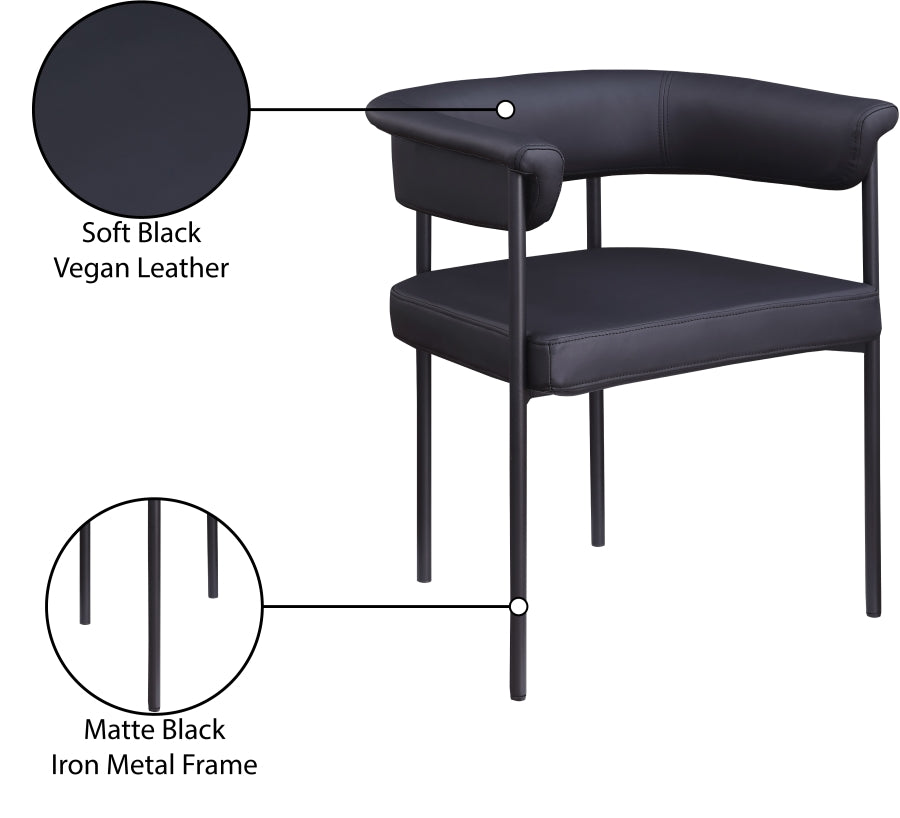 Malin Vegan Leather Dining Chair Black, Set of 2 from Meridian - Luna Furniture