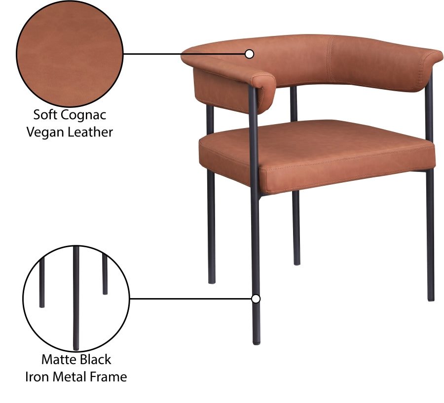 Malin Vegan Leather Dining Chair Cognac, Set of 2 from Meridian - Luna Furniture