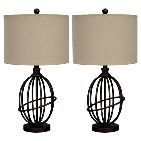 Manasa 2-Piece Table Lamp Set in Dark Brown - PKG012229