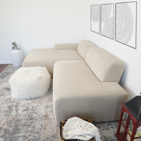 Mar Cream Velvet RAF Sectional from Midinmod - Luna Furniture