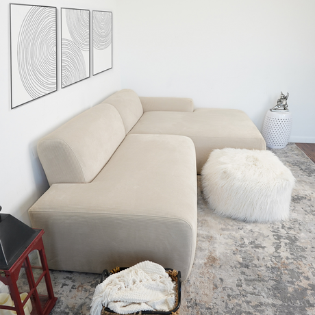 Mar Cream Velvet LAF Sectional from Midinmod - Luna Furniture