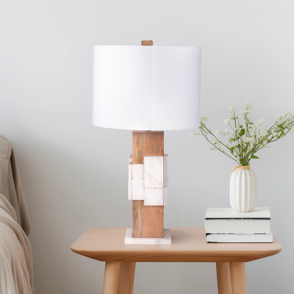 Marble, 18"h Table Lamp, White from Sagebrook Home - Luna Furniture