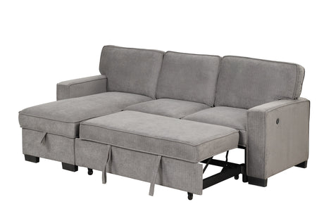 MARCOS Grey Sectional With Pull-Out Bed - Marcos Grey