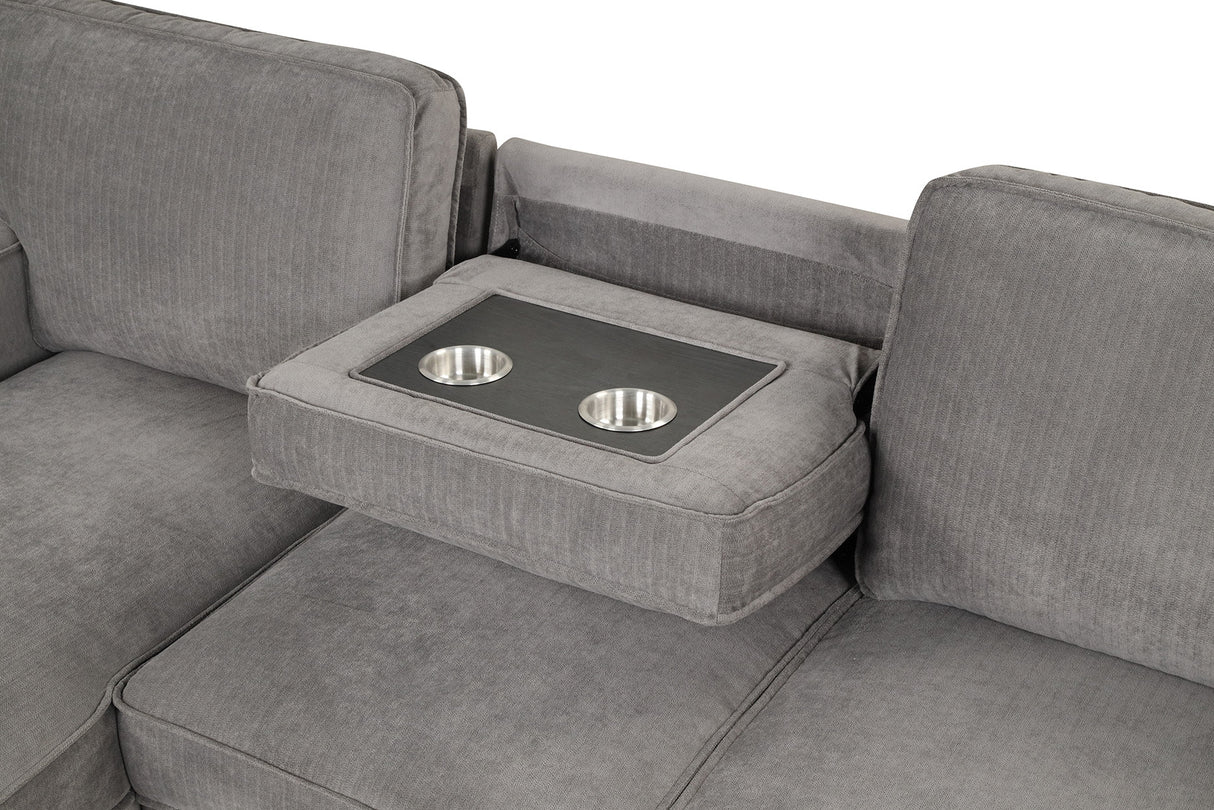 MARCOS Grey Sectional With Pull-Out Bed - Marcos Grey