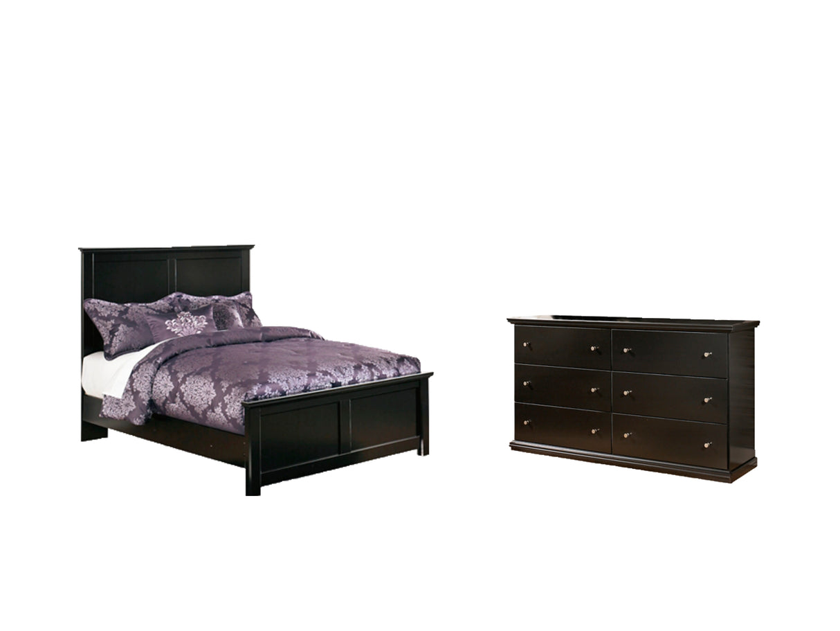 Maribel Full Panel Bed with Dresser in Black - PKG002709