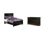 Maribel Full Panel Bed with Dresser in Black - PKG002709