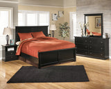 Maribel Full Panel Bed with Mirrored Dresser and 2 Nightstands in Black from Ashley - Luna Furniture