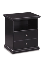 Maribel Full Panel Bed with Mirrored Dresser and 2 Nightstands in Black from Ashley - Luna Furniture