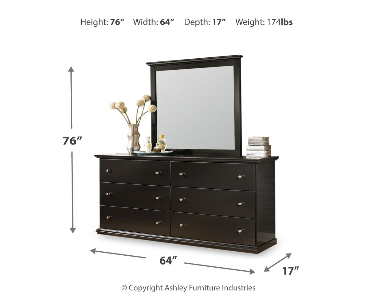 Maribel Full Panel Bed with Mirrored Dresser and 2 Nightstands in Black from Ashley - Luna Furniture