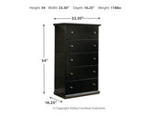 Maribel Full Panel Bed with Mirrored Dresser, Chest and 2 Nightstands in Black from Ashley - Luna Furniture