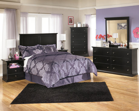 Maribel Full Panel Headboard Bed with Dresser in Black - PKG002685