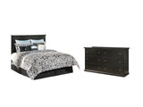 Maribel King/California King Panel Headboard Bed with Dresser in Black from Ashley - Luna Furniture