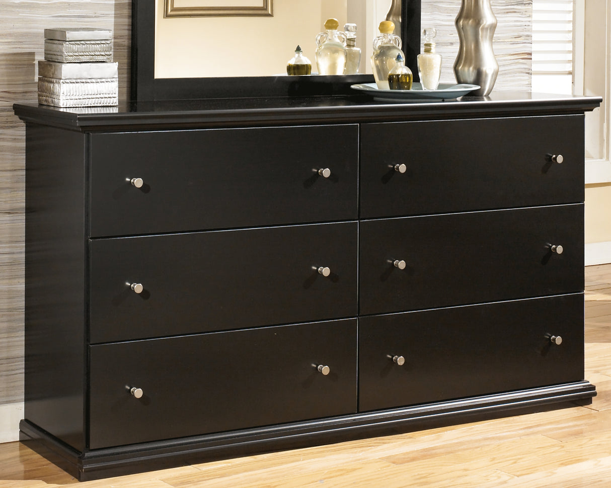 Maribel King/California King Panel Headboard Bed with Dresser in Black from Ashley - Luna Furniture