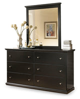 Maribel King/California King Panel Headboard Bed with Mirrored Dresser, Chest and Nightstand in Black from Ashley - Luna Furniture